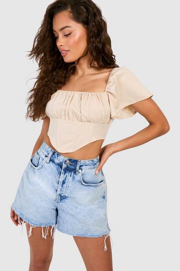 Puff Sleeve Corset Top stone