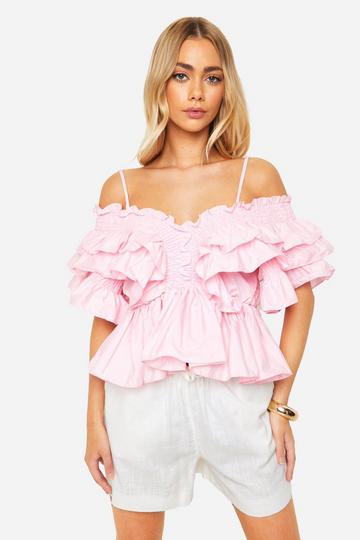 Ruffle Strappy Top baby pink