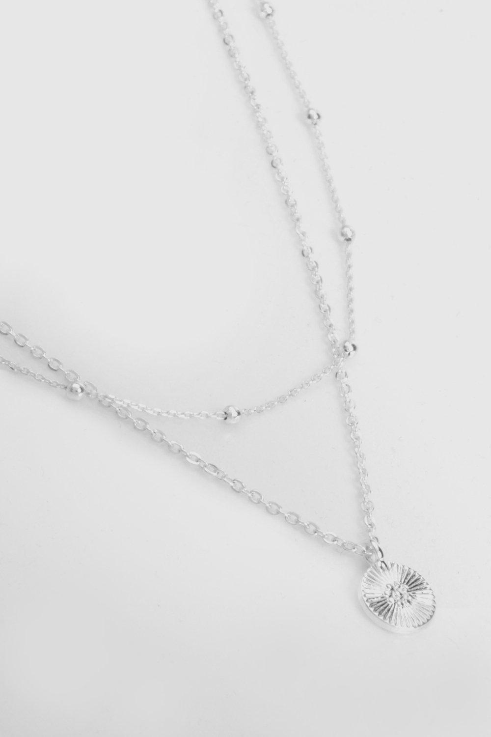 Boohoo Women s Delicate Double Layered Pendant Necklace Grey