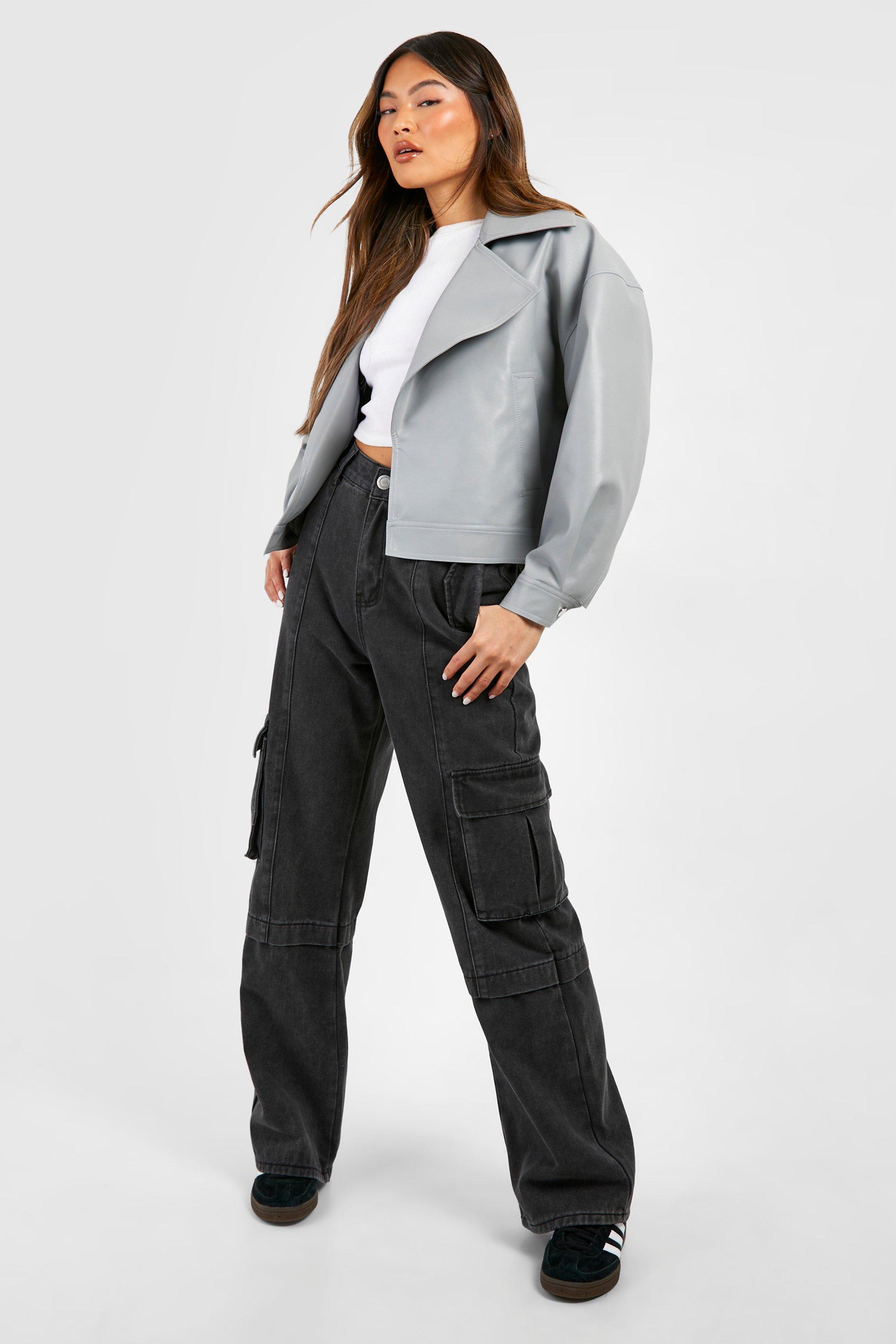 Faux leather short jacket hot sale