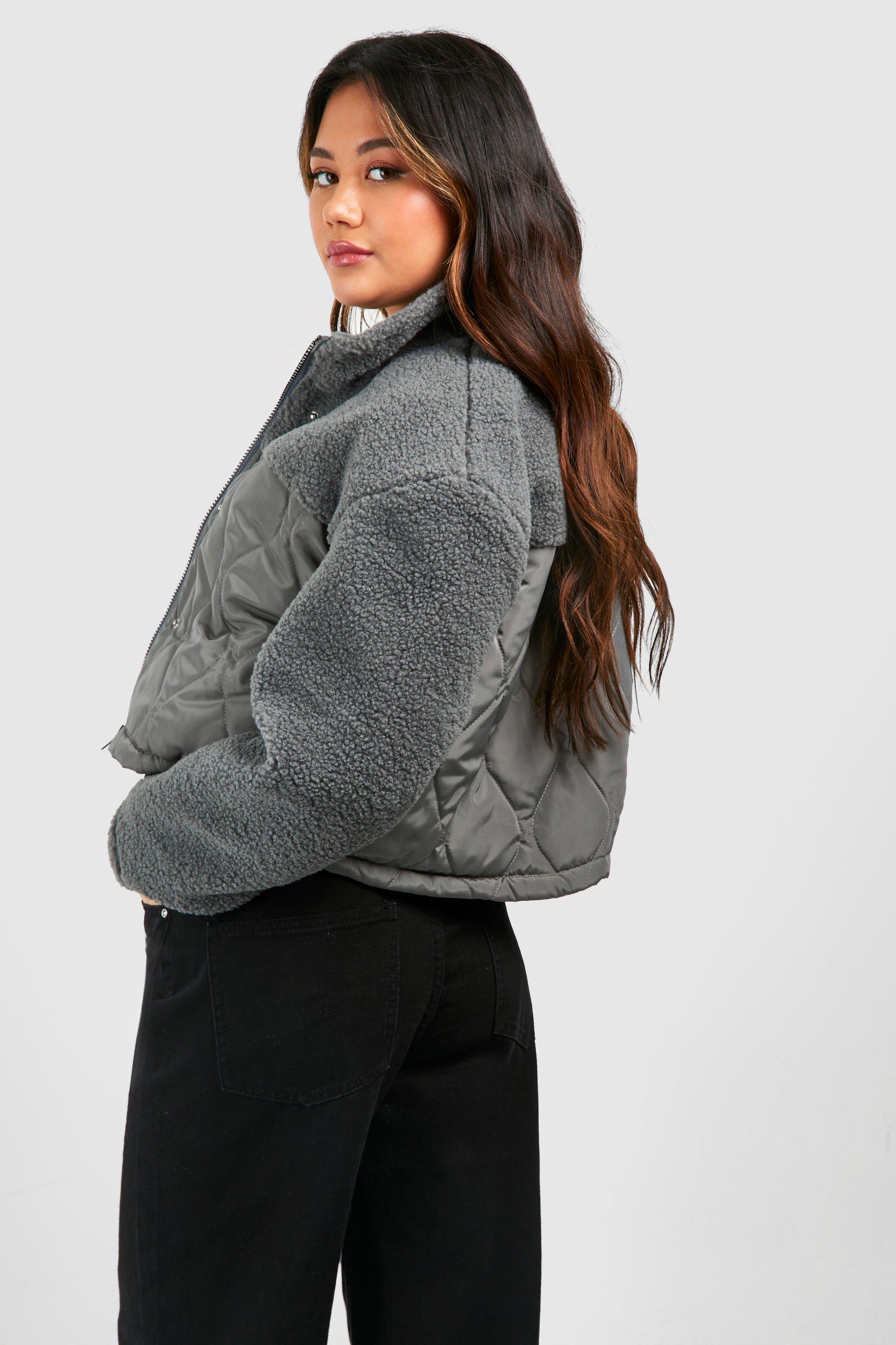 Boohoo quilted faux fur jacket best sale