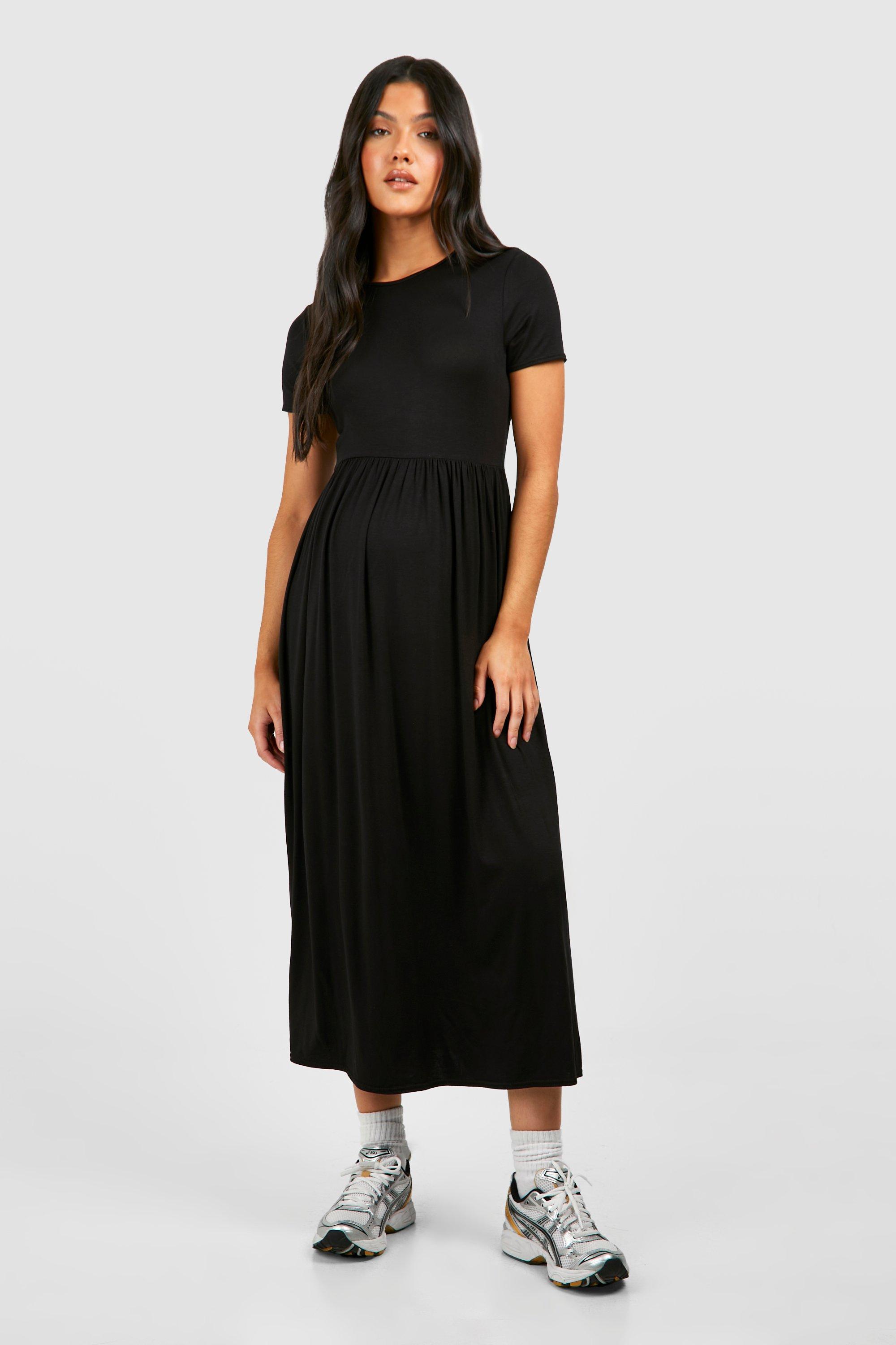 Boohoo Women s Maternity Jersey Knit Smock Midi Dress