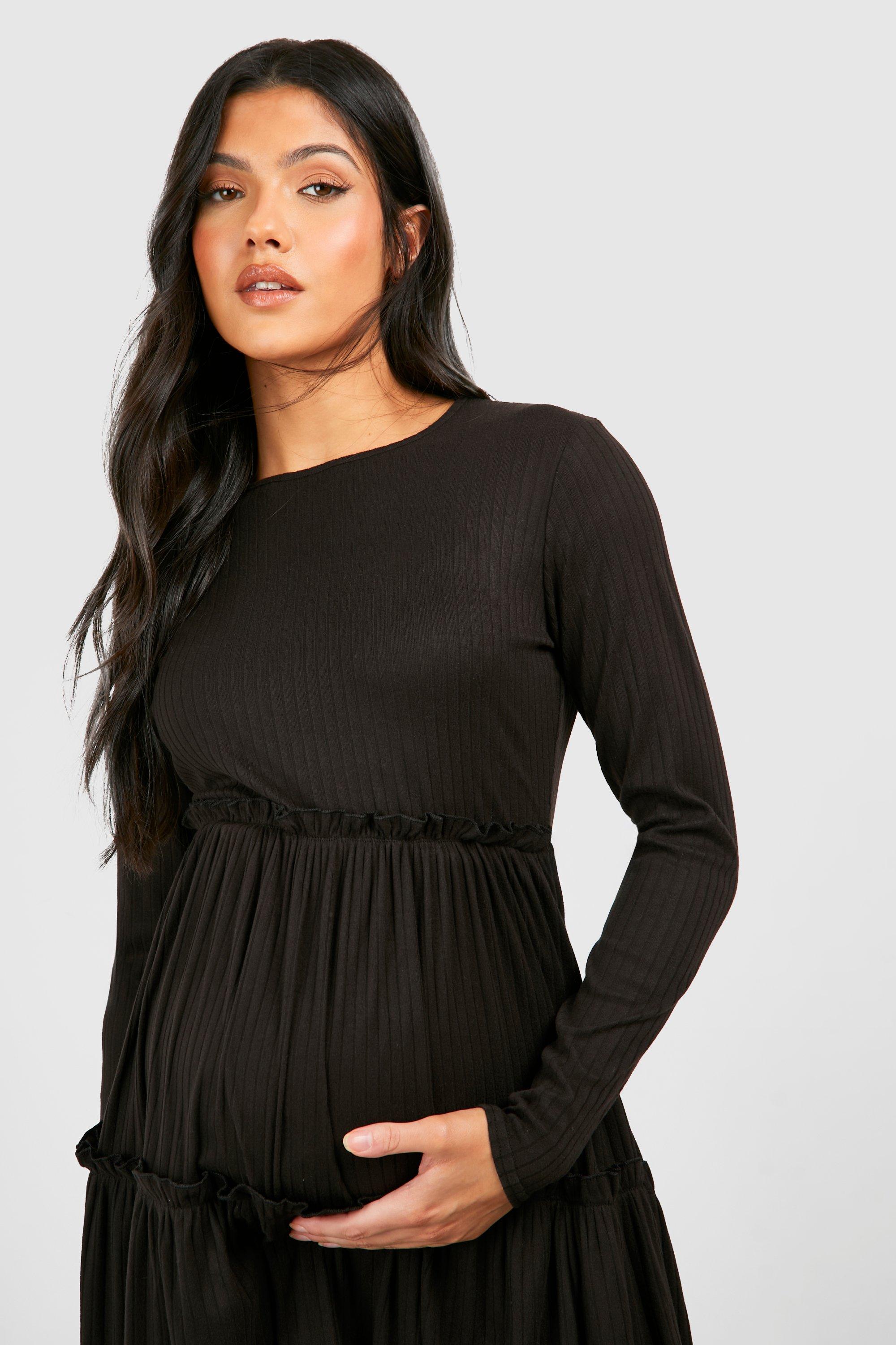 Boohoo black 2024 maternity dress