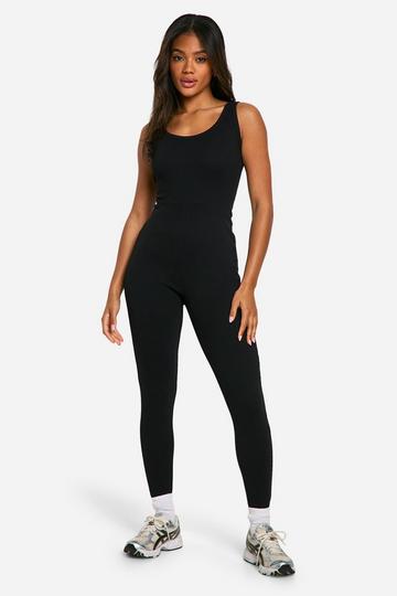 Premium Rib Scoop Neck Unitard black