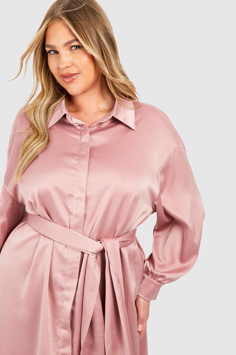 Plus size store silk shirt dress