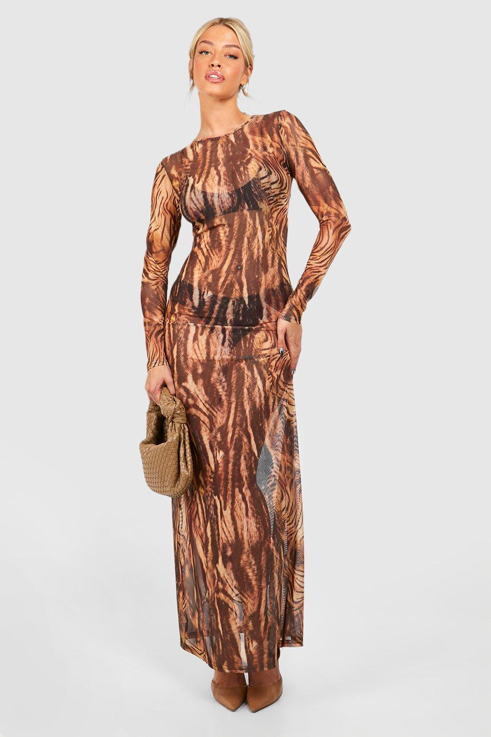 Leopard mesh maxi dress sale