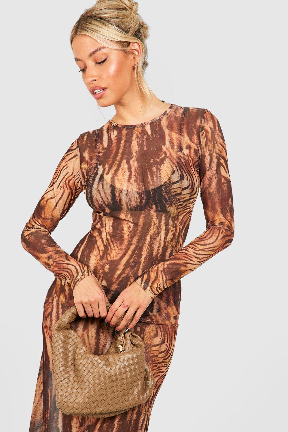 Leopard mesh maxi clearance dress