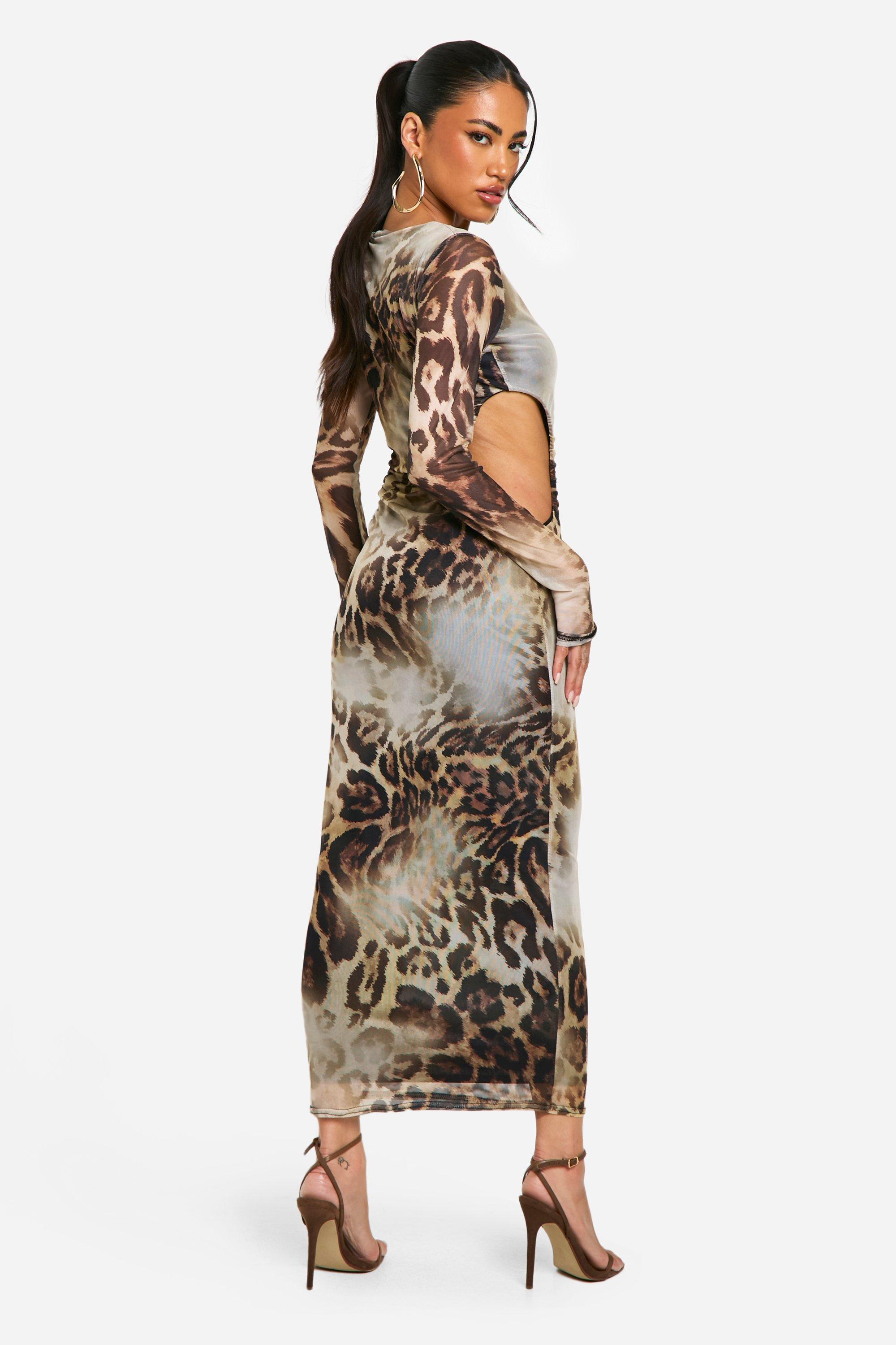 Leopard mesh long sleeve cheap