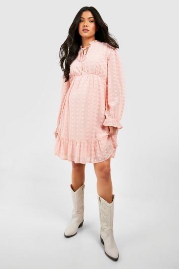 Maternity Dobby Smock Dress blush