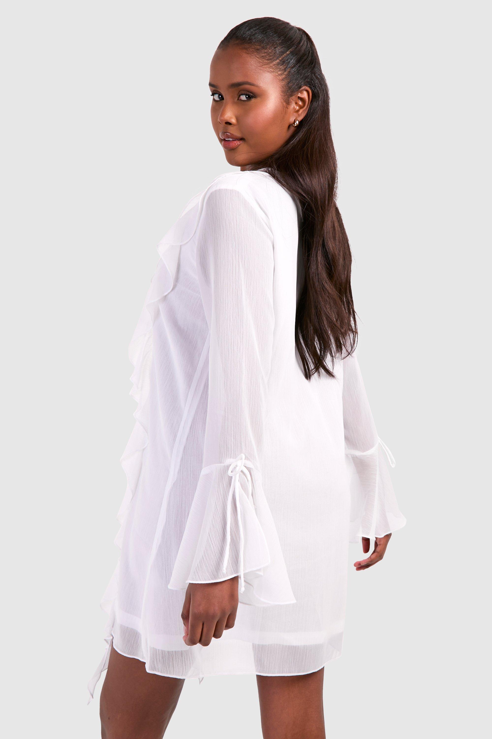 White chiffon shop shift dress