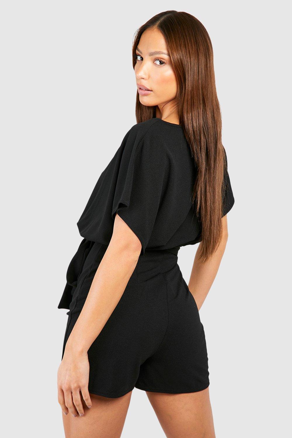 Tall Short Sleeve Batwing Playsuit boohoo