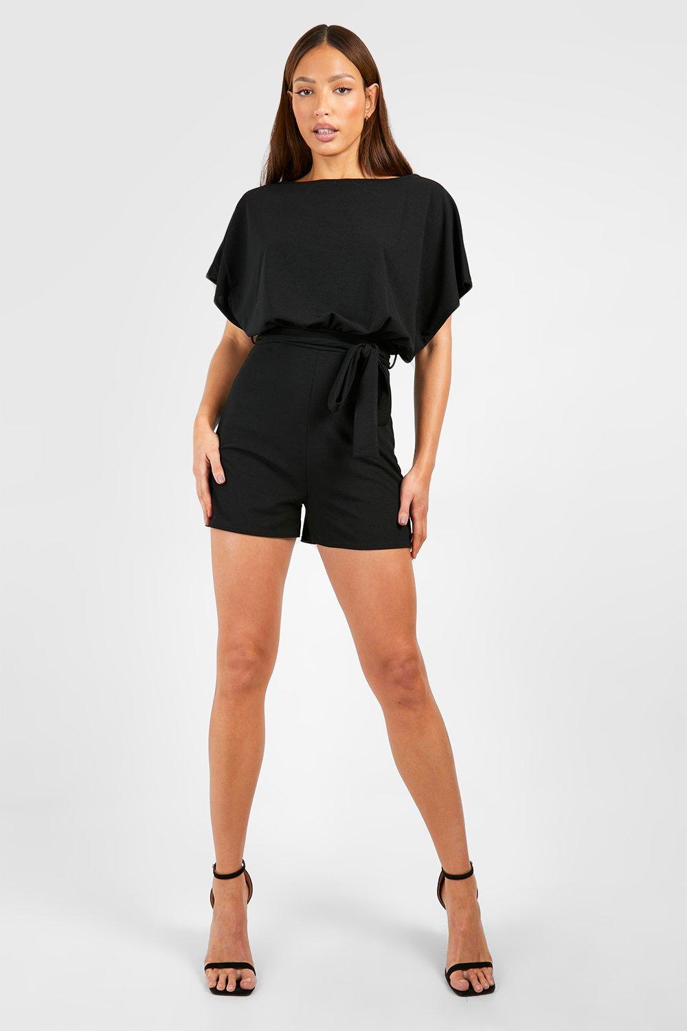 Tall Short Sleeve Batwing Playsuit boohoo