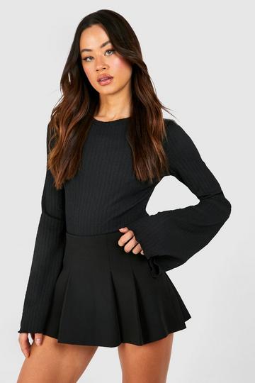 Tall Flared Sleeve Textured Bodysuit black