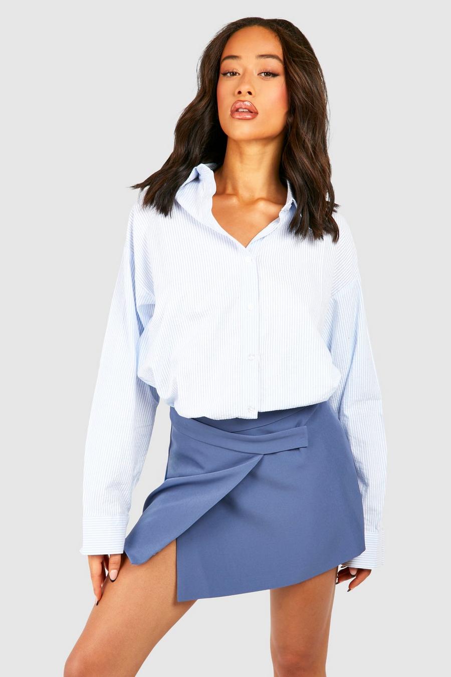 Slate blue Tailored Asymmetric Mini Skirt