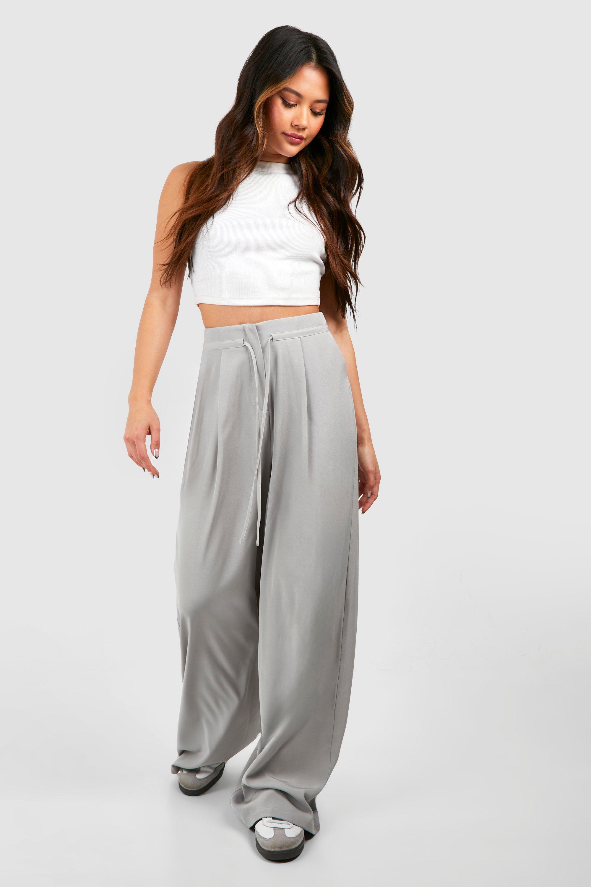 Drawstring Waistband Straight Leg Trousers boohoo NZ