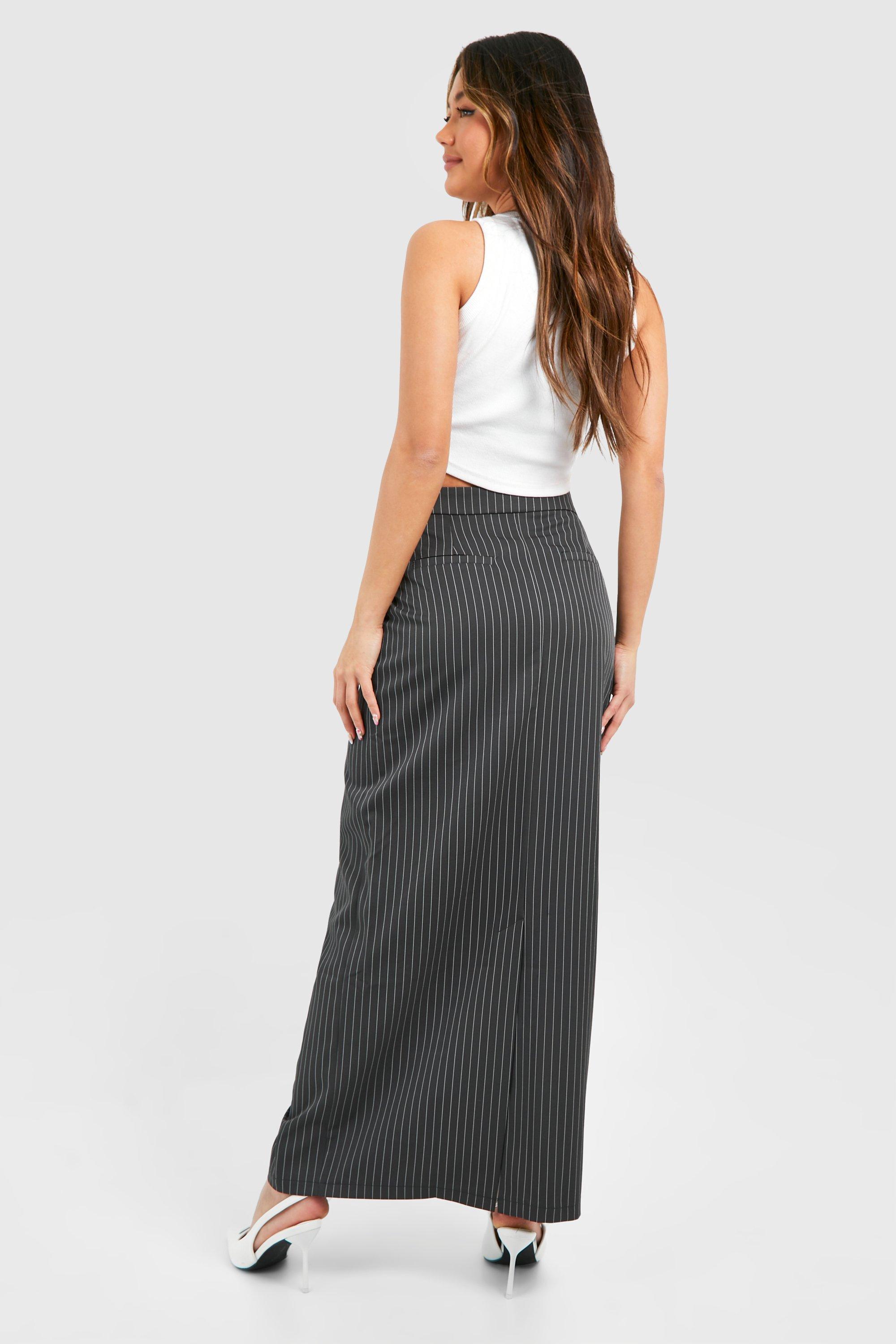 Gonna maxi sartoriale a righe verticali