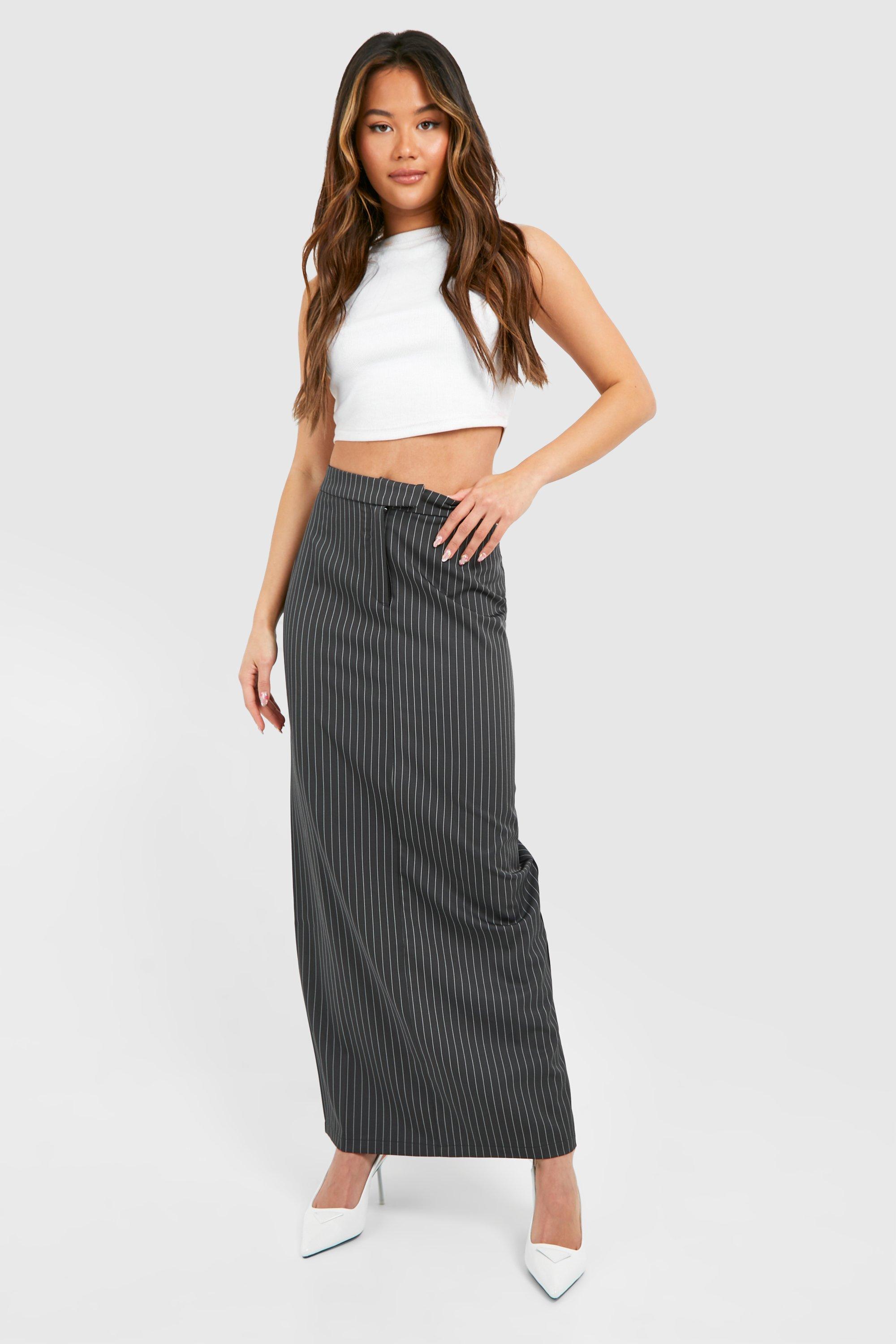 Pinstripe Tailored Maxi Skirt boohoo