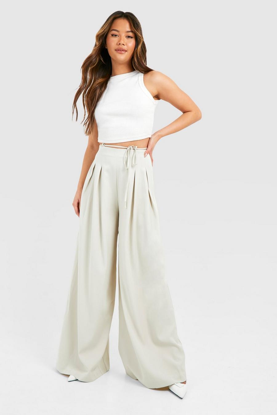 Stone Belt Detail Wide Leg Trousers image number 1