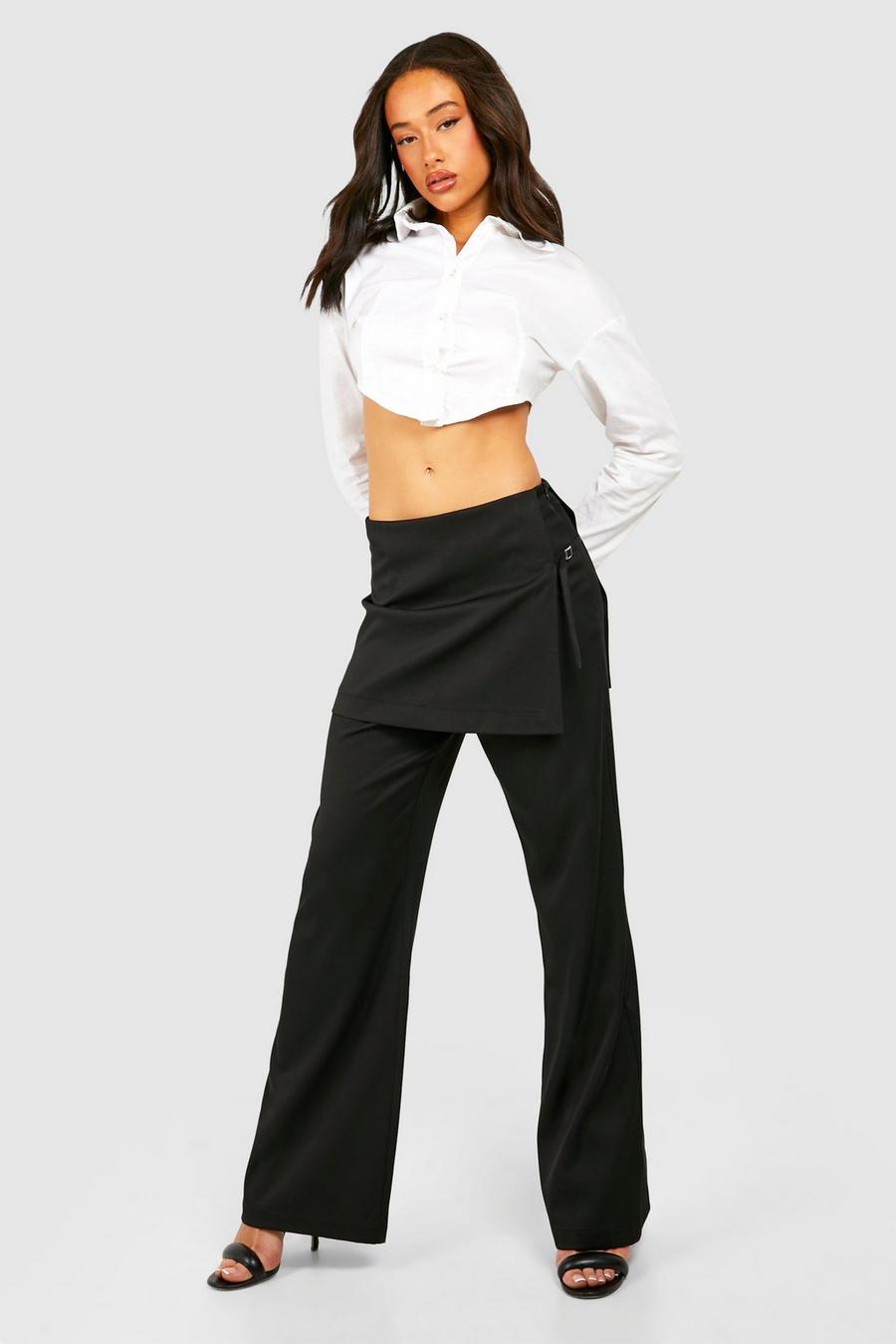 Skirt Detail Wide Leg Trousers | boohoo DK Skirt Detail Wide Leg Trousers | boohoo DK