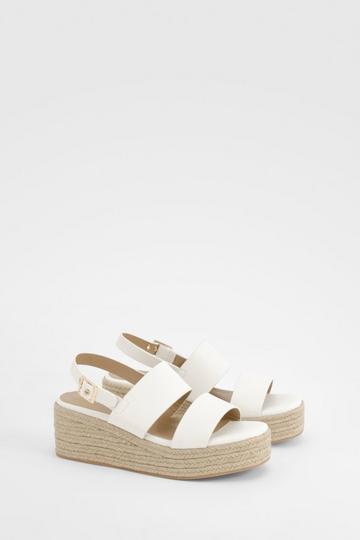 White Double Strap Chunky Flatform Sandals