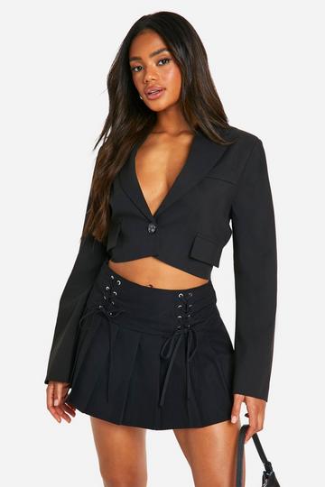 Lace Up Pleated Tennis Skirt black