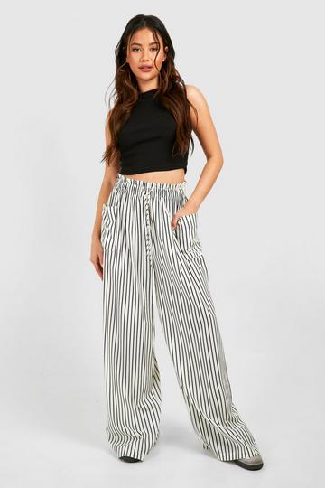 Stripe Straight Leg Pants ivory