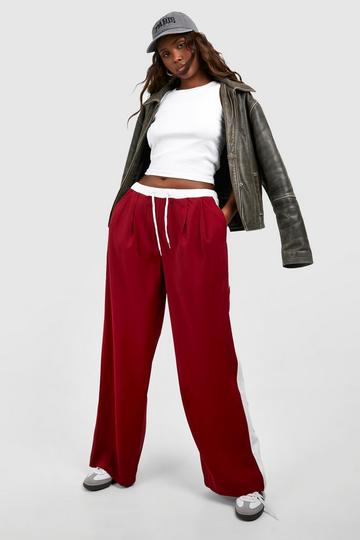 Side Stripe Detail Pants cherry