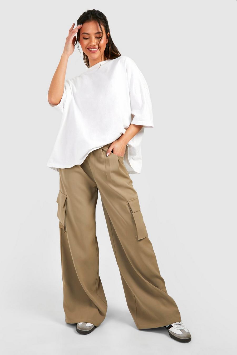 Khaki Tailored Oversized Slouchy Cargo Trouser