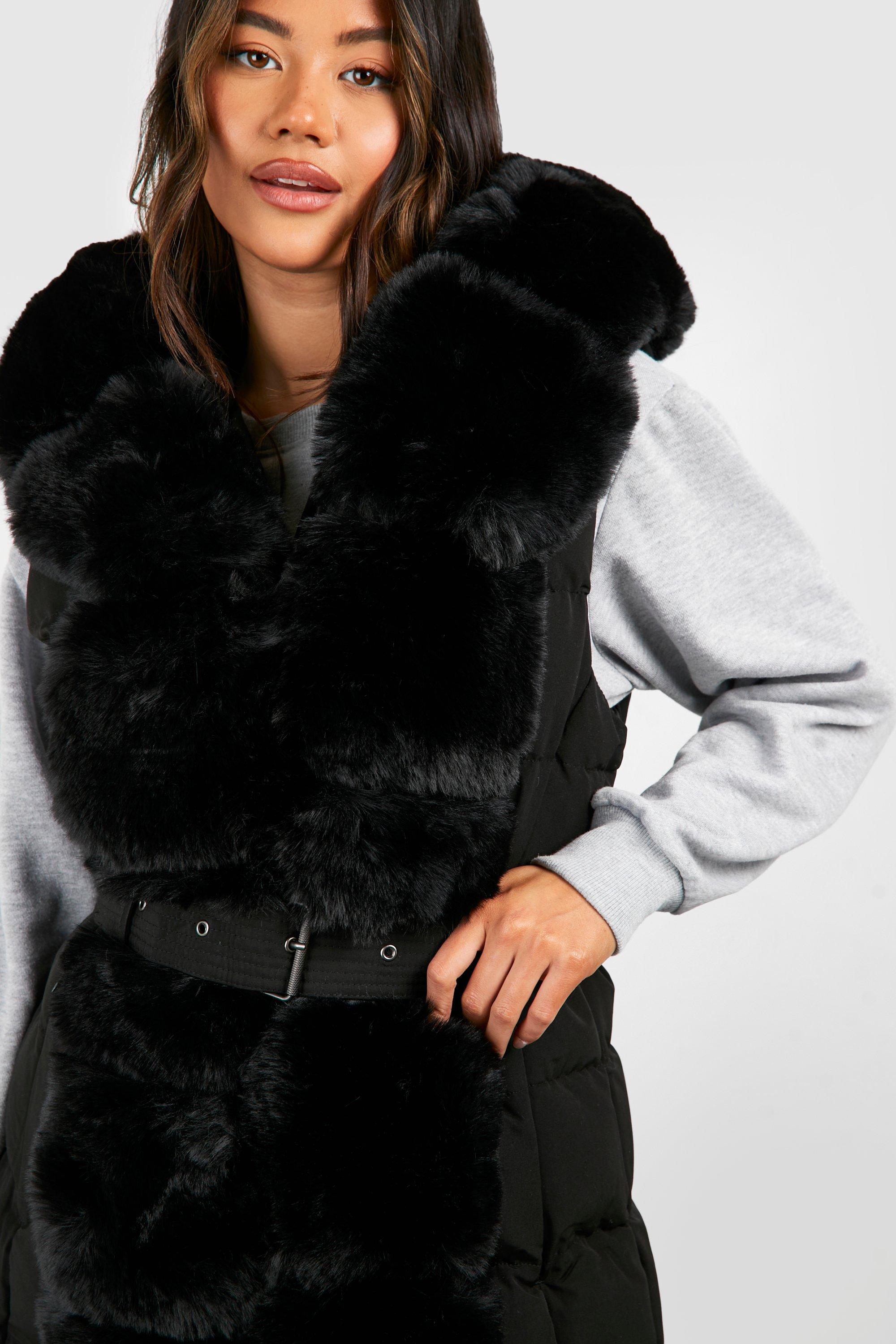 Black fur 2025 gilet boohoo