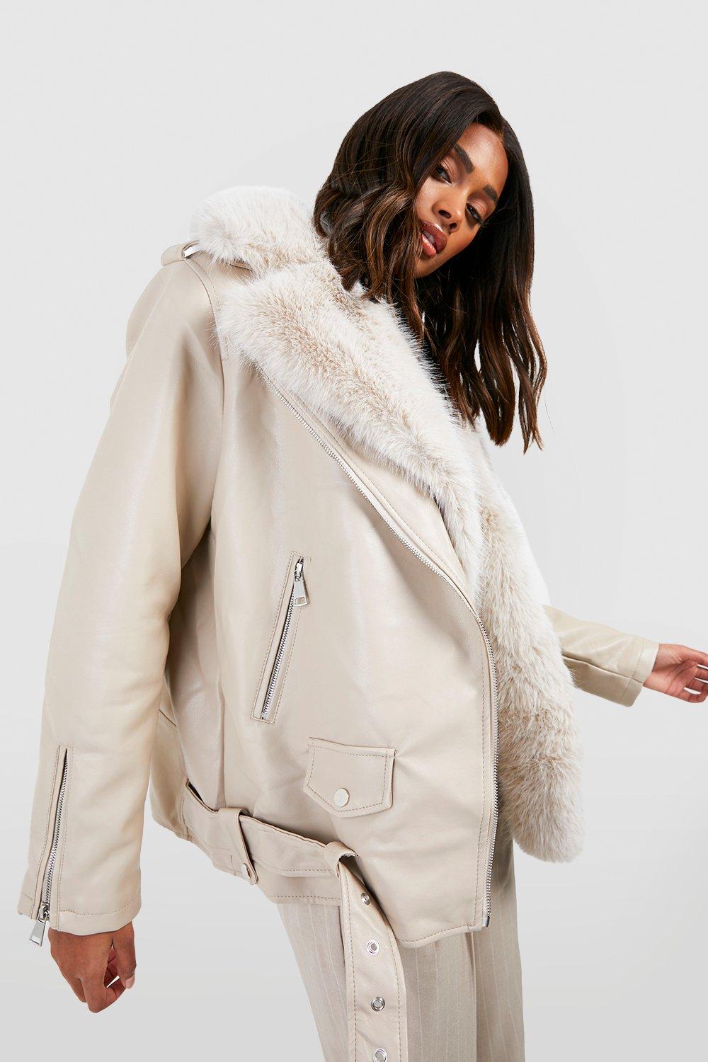 Faux fur hotsell trim biker jacket