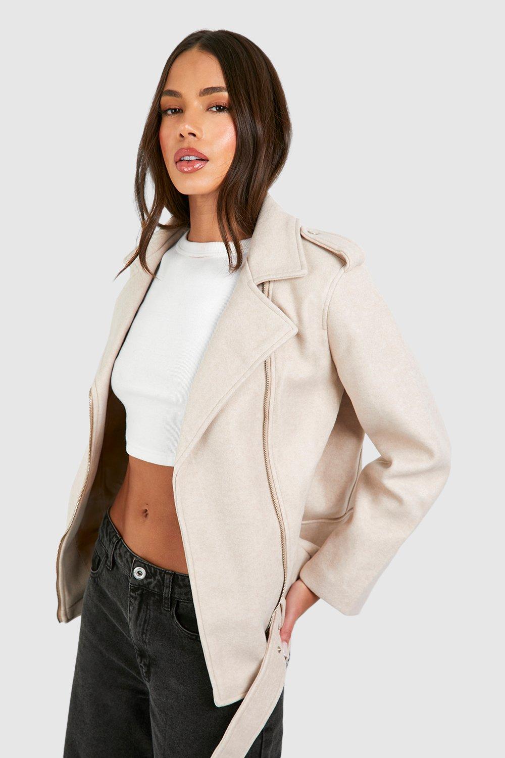 Wool biker cheap jacket womens