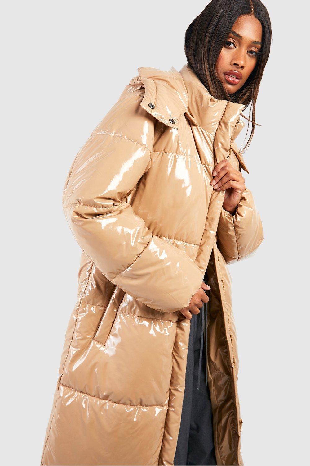 Yellow vinyl puffer jacket sale