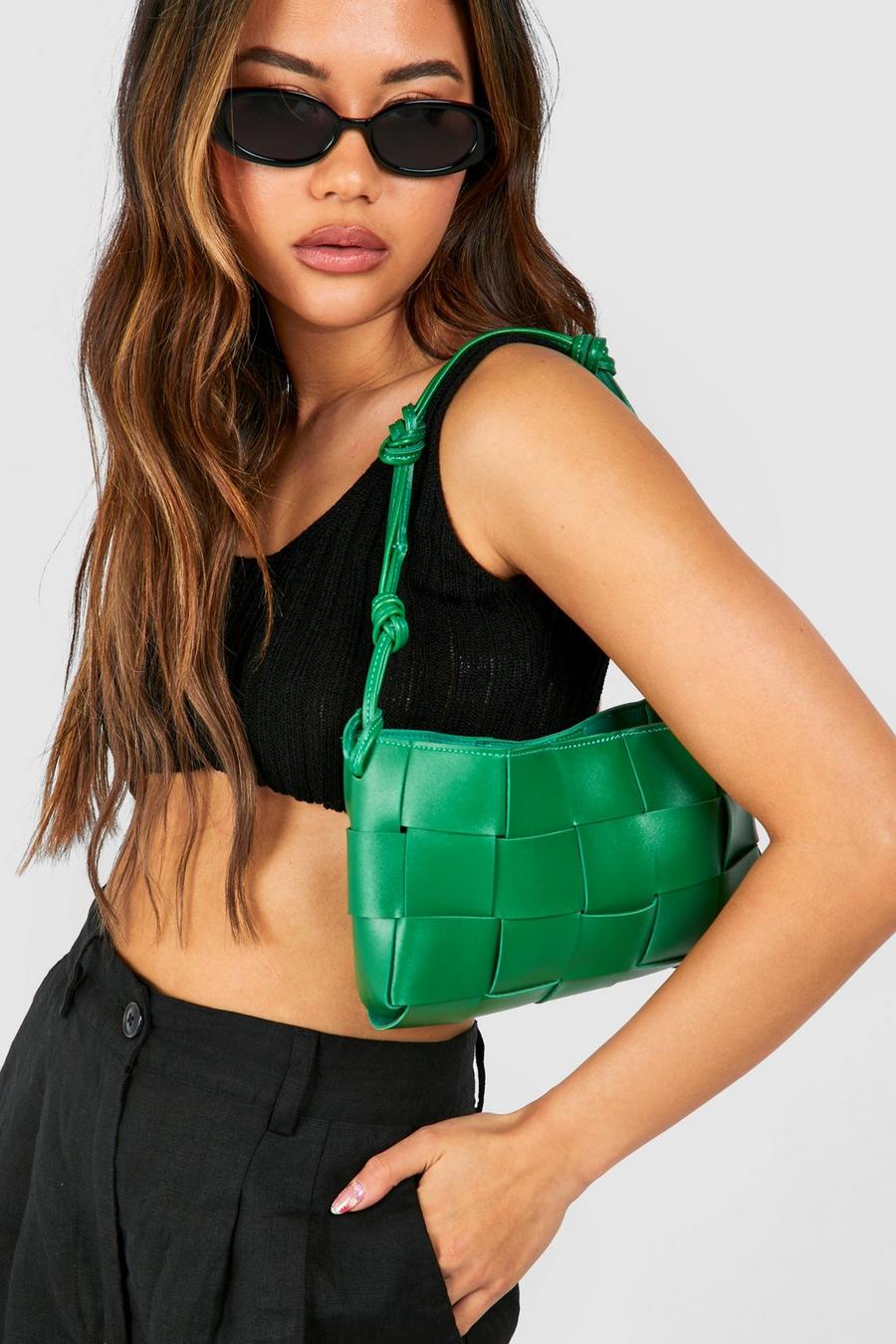 Green Woven Shoulder Bag image number 1