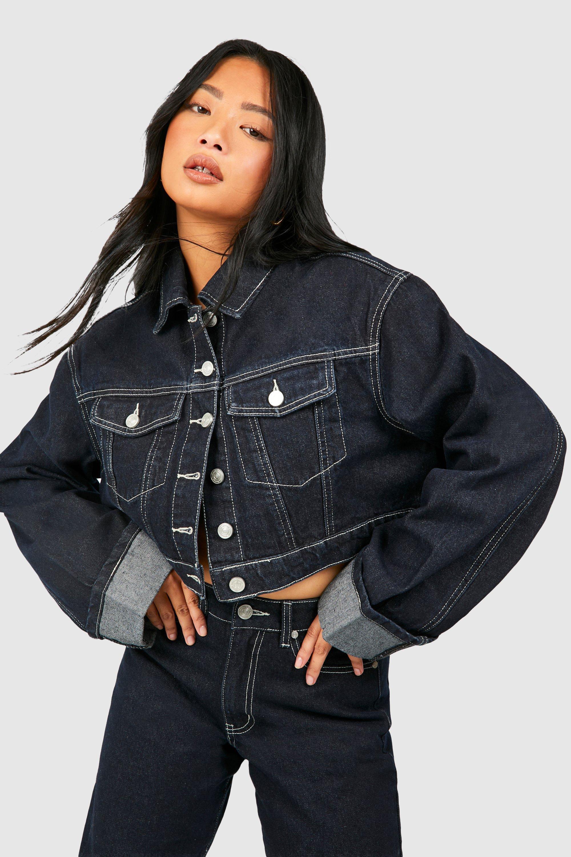 Petite Turn Up Cuff Denim Jacket