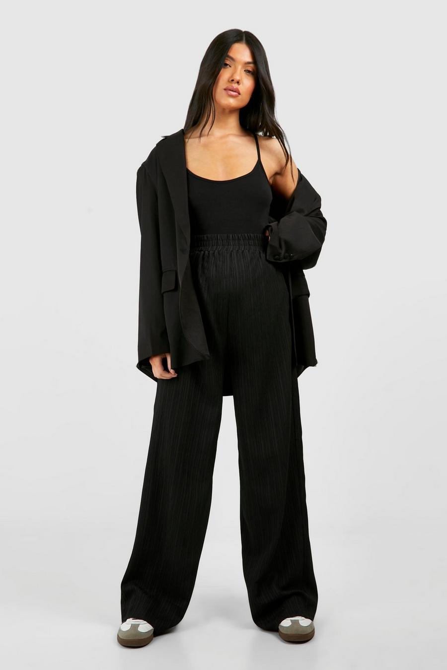 Black Maternity Textured Wide Leg Trouser image number 1