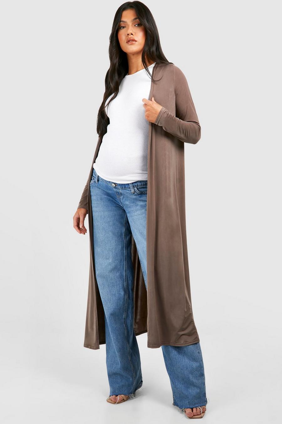 Mocha Maternity Slinky Duster Jacket image number 1