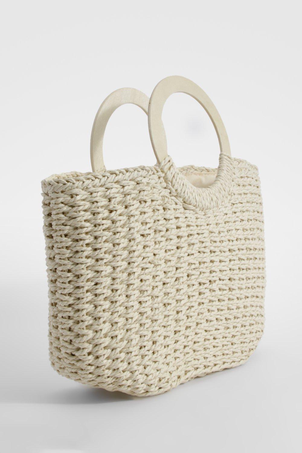 straw beach bag with circle handle