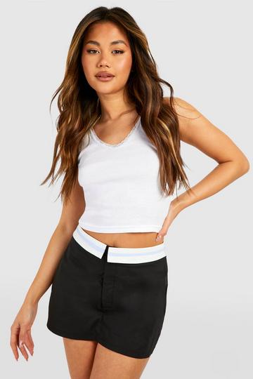 Black Contrast Waist Skort