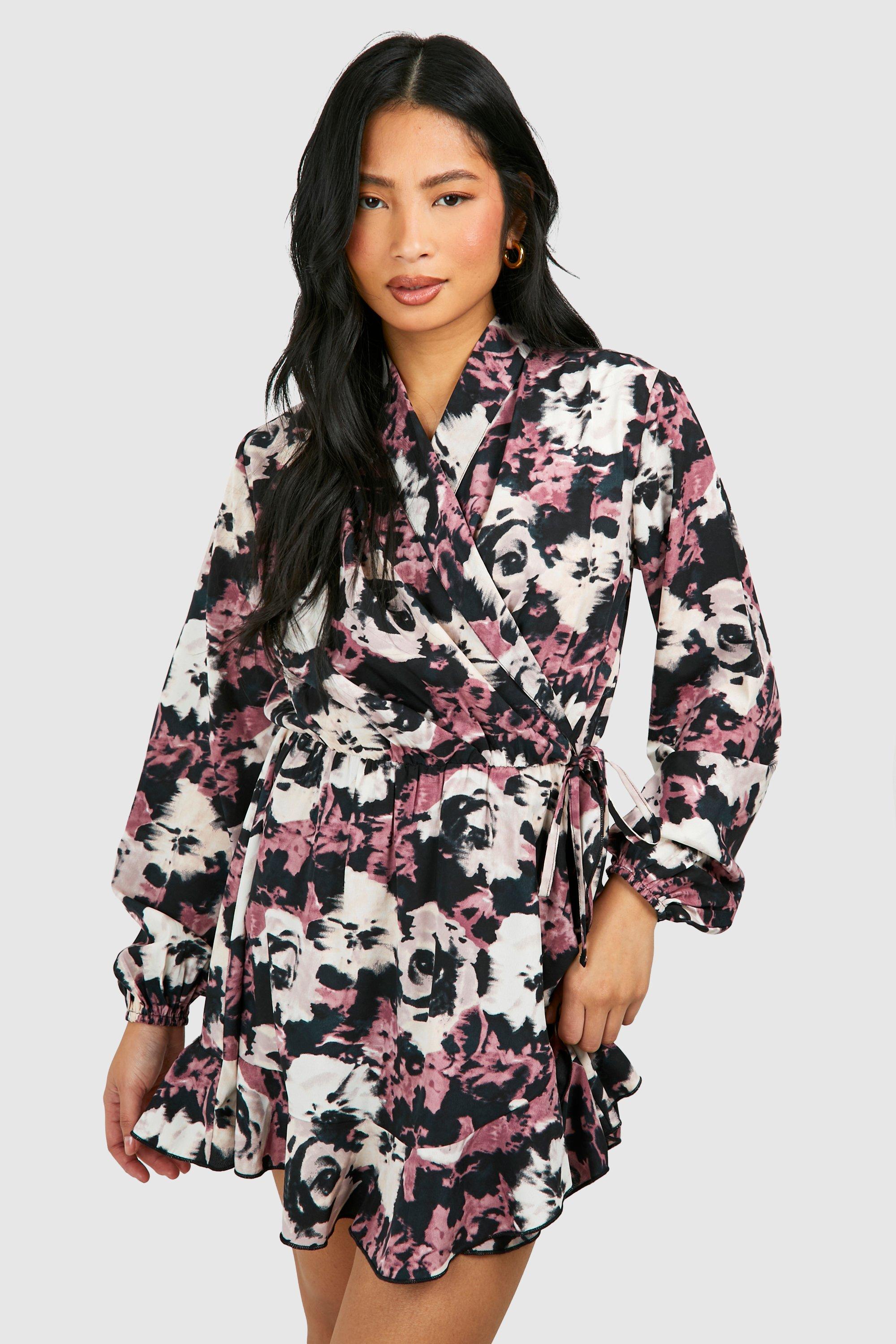 Plus Printed Slinky Stripe Wrap Midi Dress boohoo UK