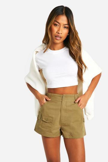 Khaki Twill Cargo Elasticated Shorts