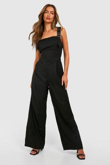 Buckle Strap Utility Jumpsuit black