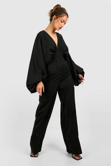 Matte Satin Extreme Sleeve Jumpsuit black