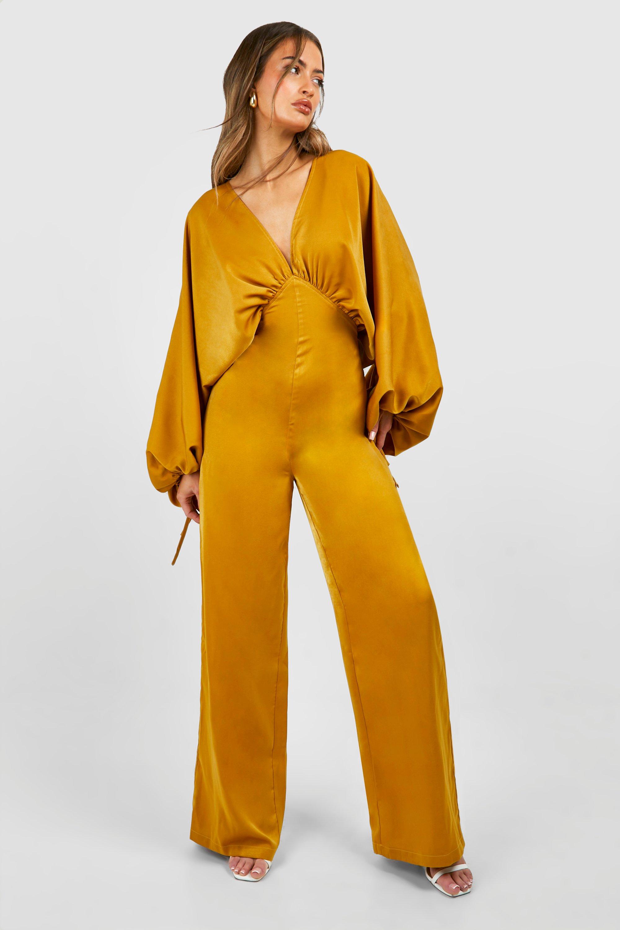 Mustard satin cheap jumpsuit