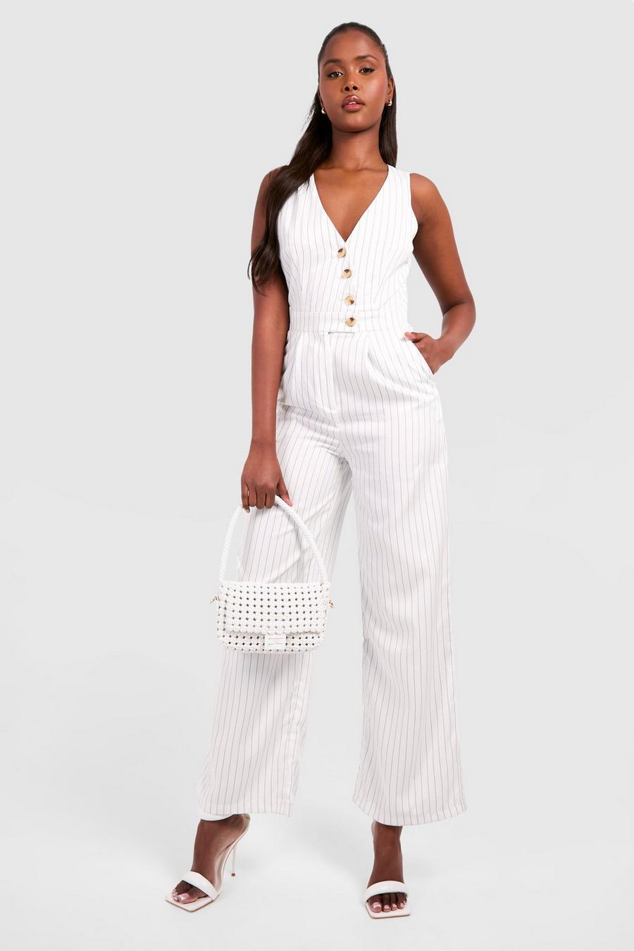 White Pinstripe Maternity Co Ord Sets
