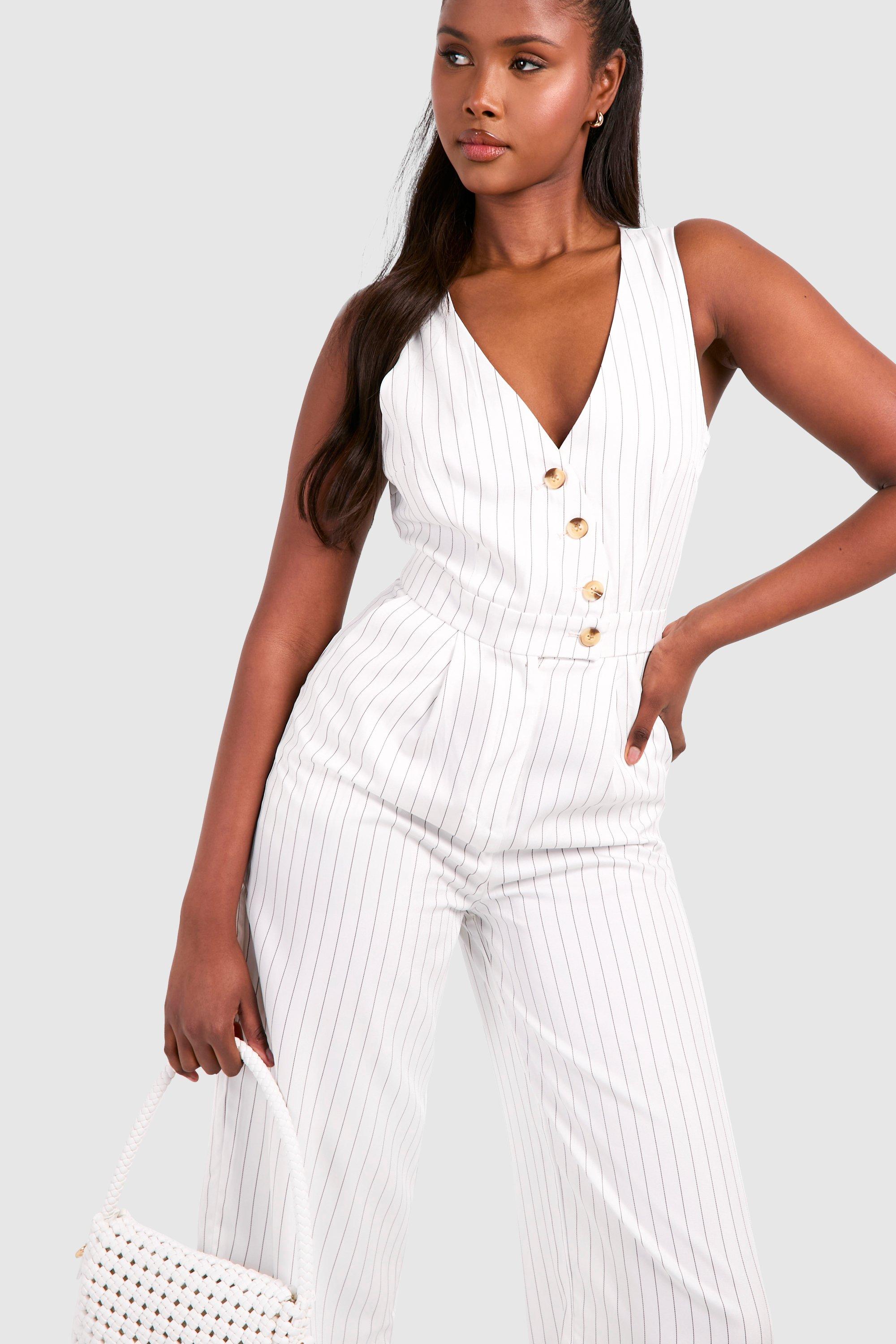 White store pinstripe jumpsuit