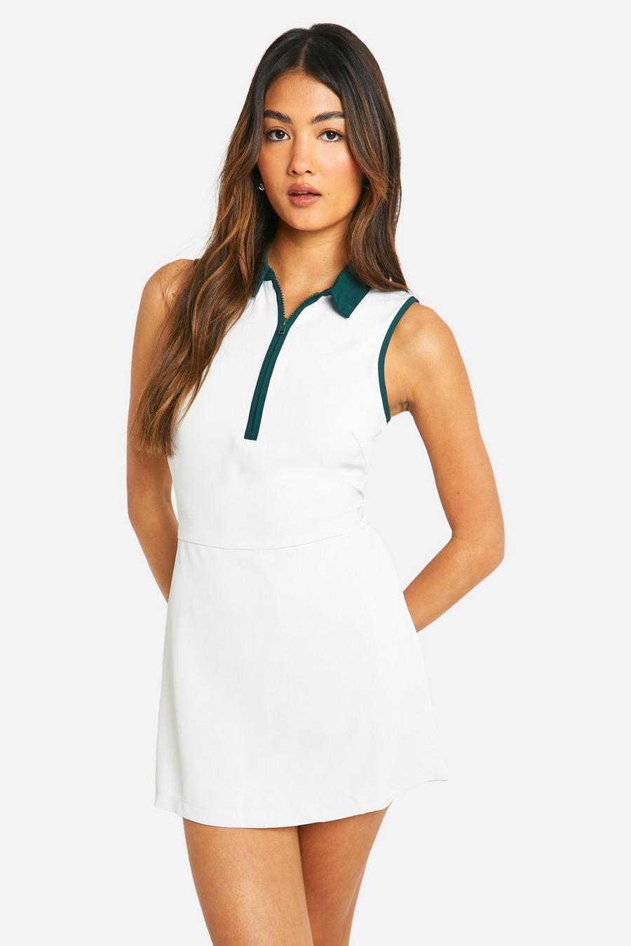 White Contrast Zip Tennis Playsuit image number 1