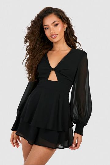 Chiffon Twist Front Romper black