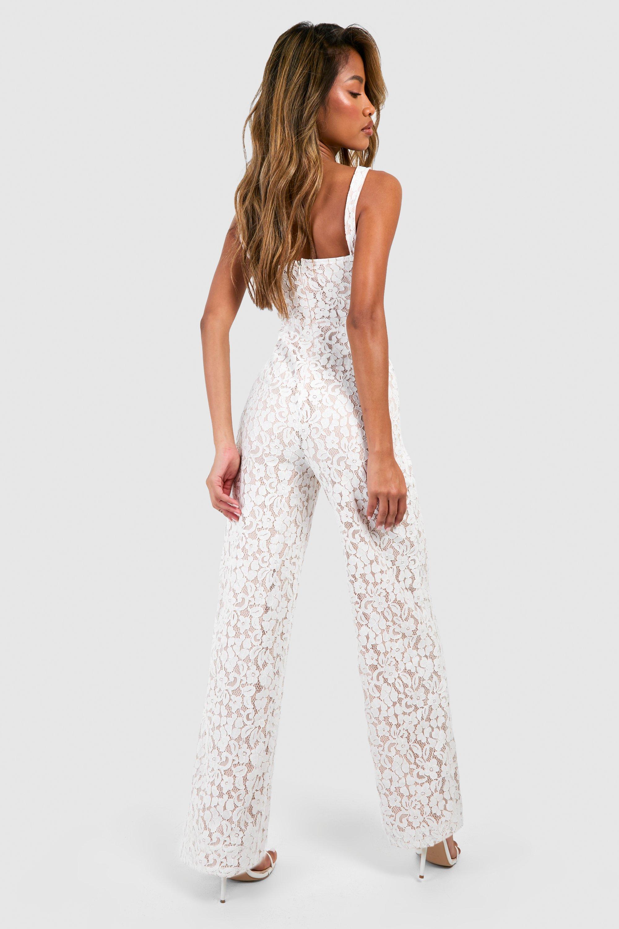 Boohoo Women s Lace Corset Jumpsuit