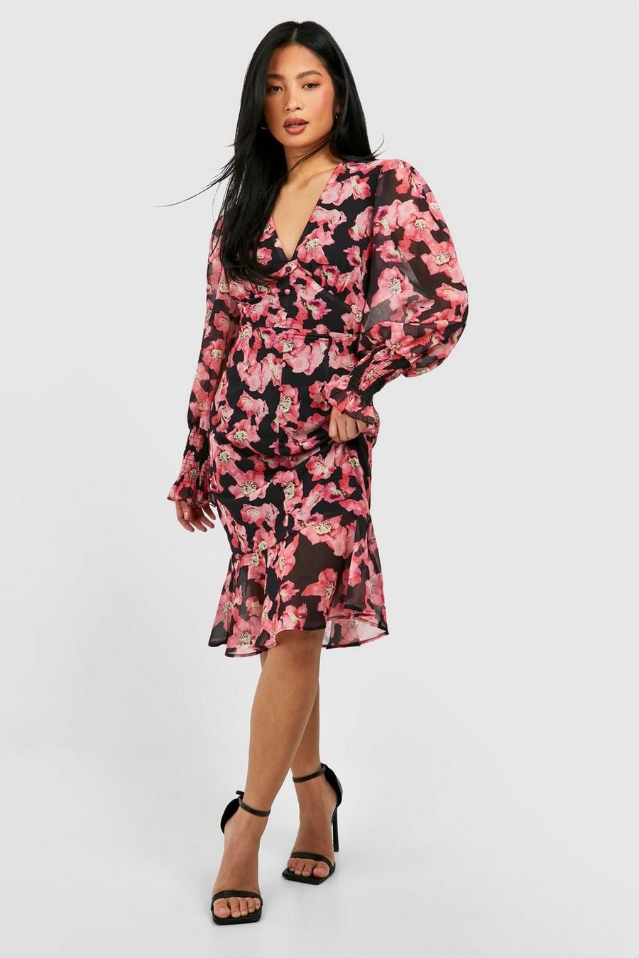 Pink Textured Floral Cut Out Ring Detail Maxi Dress 