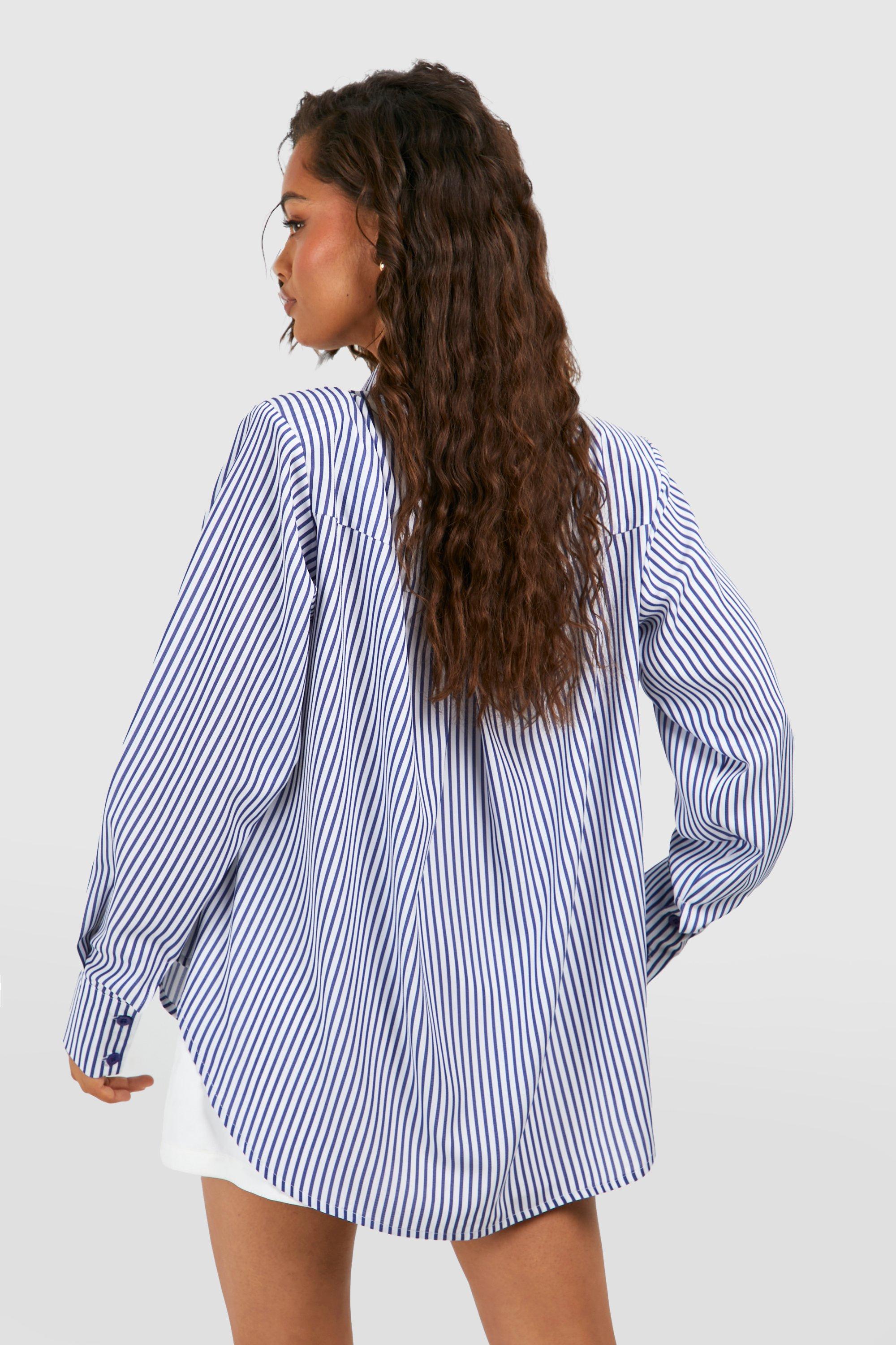 Oversized Shoulder Pad Striped Shirt